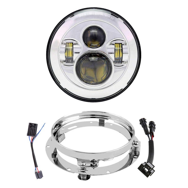 XPCTD 7 Inch LED Headlight Kit For Street Glide Road King Electra Glide Ultra Classic Fat Boy Tri Cvo Heritage Softail Slim Delux Ultra Limited Chrome - Image 1